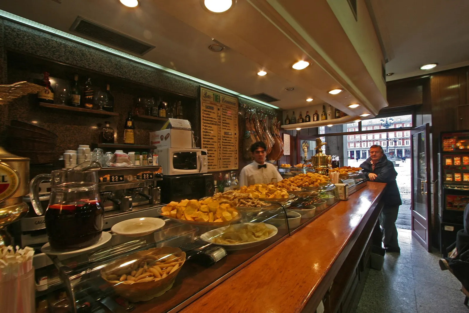 A tapas bar counter in Madrid